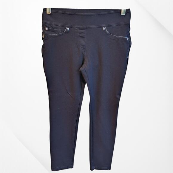 Women's Black Nygard Slims Pull On Capri Jeggings With Piping Trim- S - Picture 2 of 8